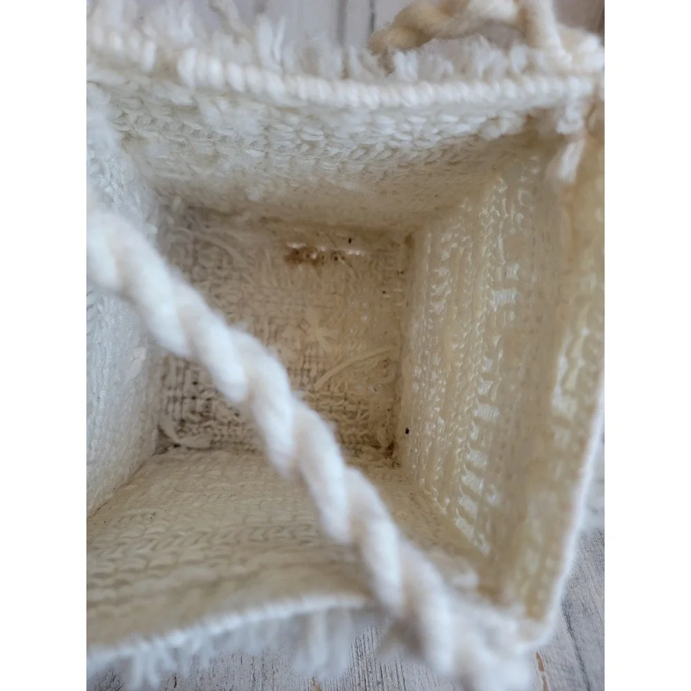 Plush crochet white hanging basket tassel unique home decor figure